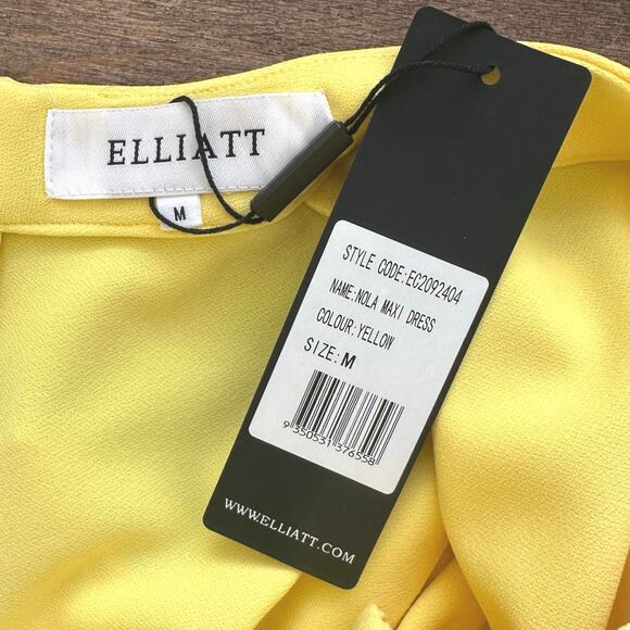 Elliatt Nola Mock Neck Long Sleeve Maxi Slit Dress in Butter Yellow - Picture 9 of 13